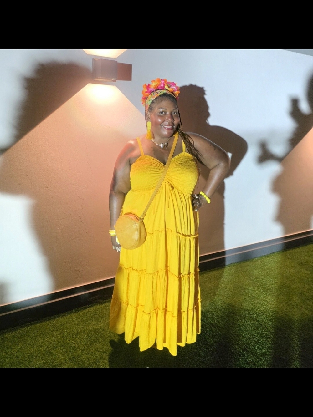 Bright Yellow Tiered Sundress with Spaghetti Straps
